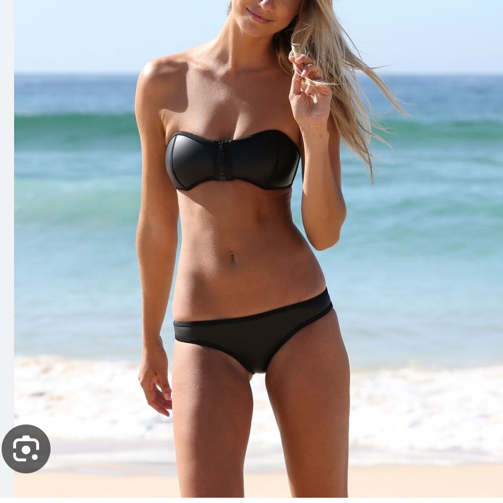Triangl Swimwear Black Strapless Bikini Top and Bottom - Neoprene Size M